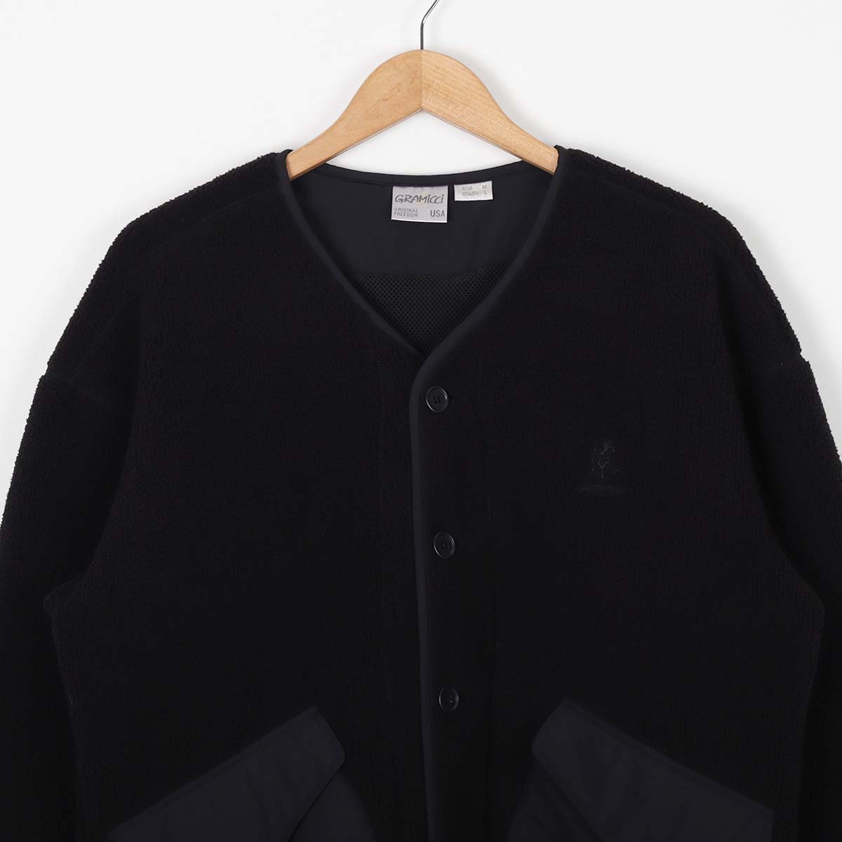 Gramicci Boa Fleece Cardigan, Black, Detail Shot 2