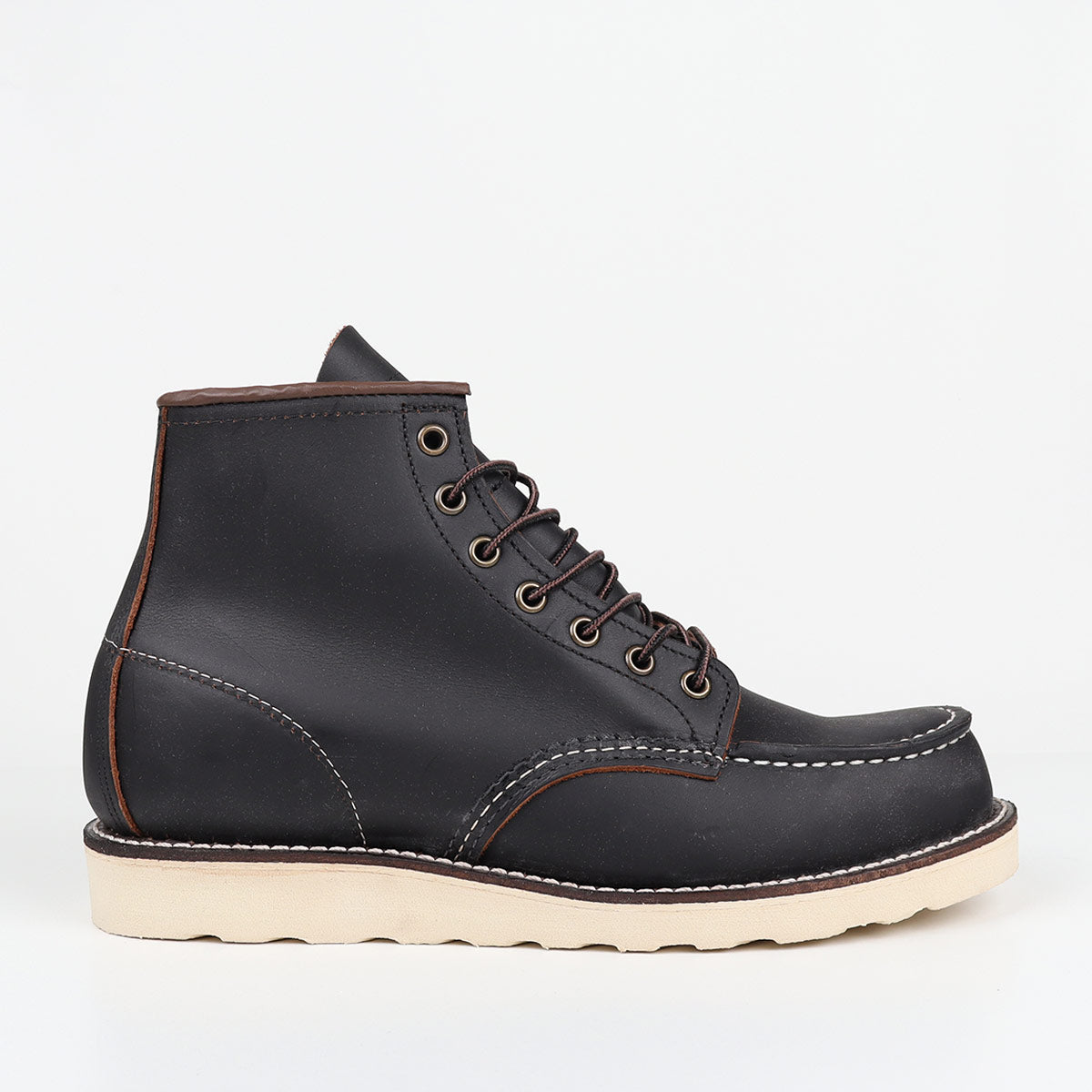 Red Wing Classic 6" Moc Toe Boot, Black Prairie Leather, Detail Shot 1
