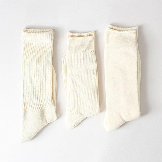 Rototo Organic Daily 3-Pack Crew Socks, Ecru, Detail Shot 1