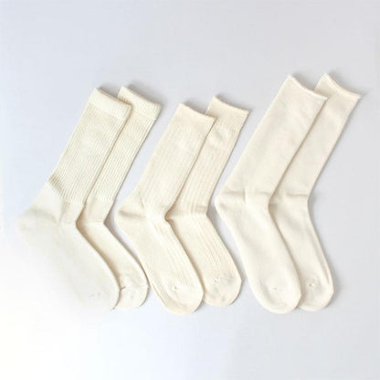 Rototo Organic Daily 3-Pack Crew Socks, Ecru, Detail Shot 3