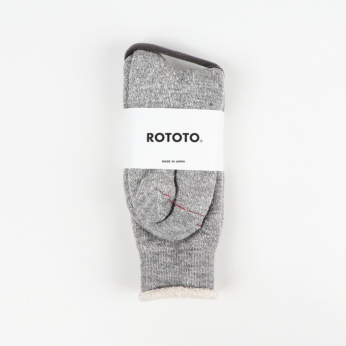 Rototo Double Face Crew Socks, Medium Grey, Detail Shot 2