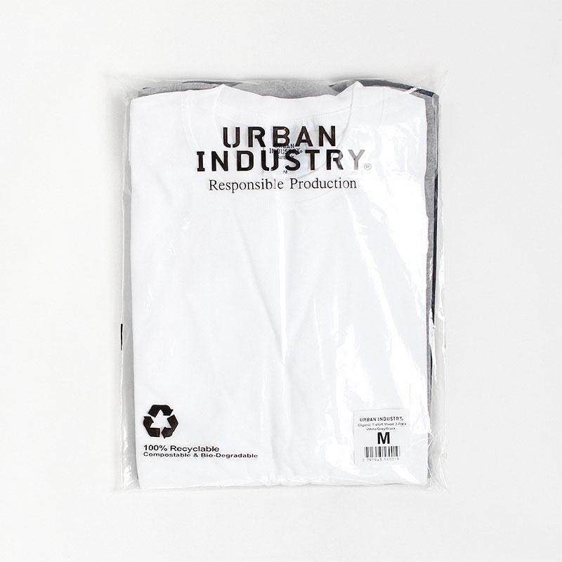 Urban Industry Organic T-Shirt Mixed 3-Pack, White Grey Black, Detail Shot 2